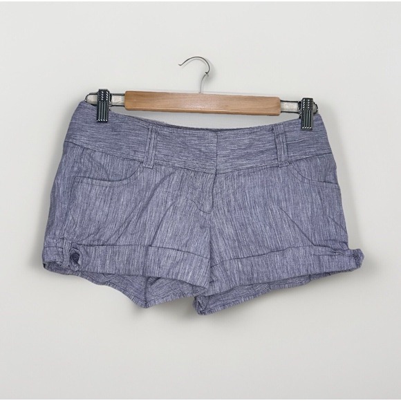 Vintage Y2K Women's Charolette Russe Linen Cotton Striped‎ Shorts Gray Size 3 - Picture 1 of 7